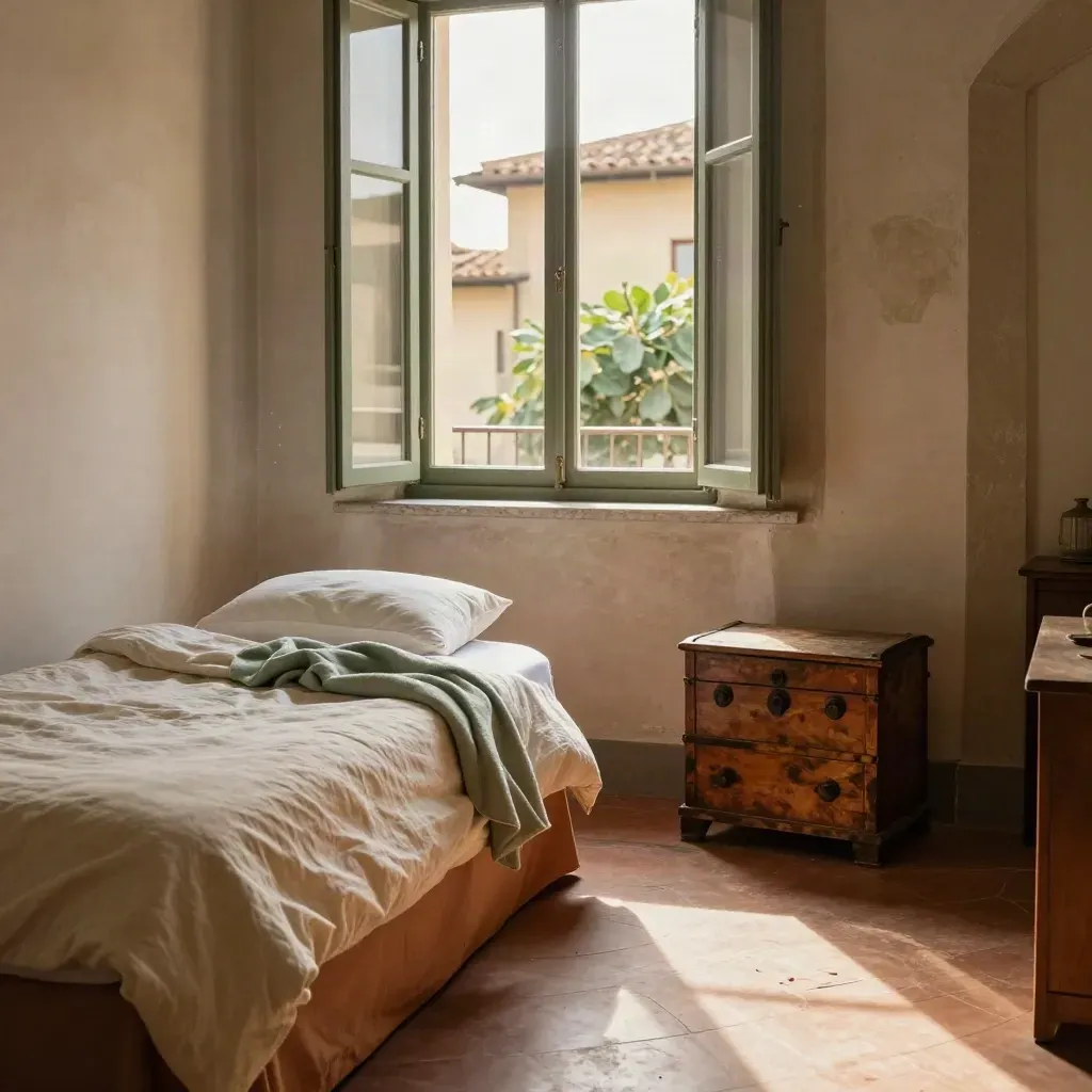 Monolocale elegante nel centro storico di Firenze con letto e finestra a bifora